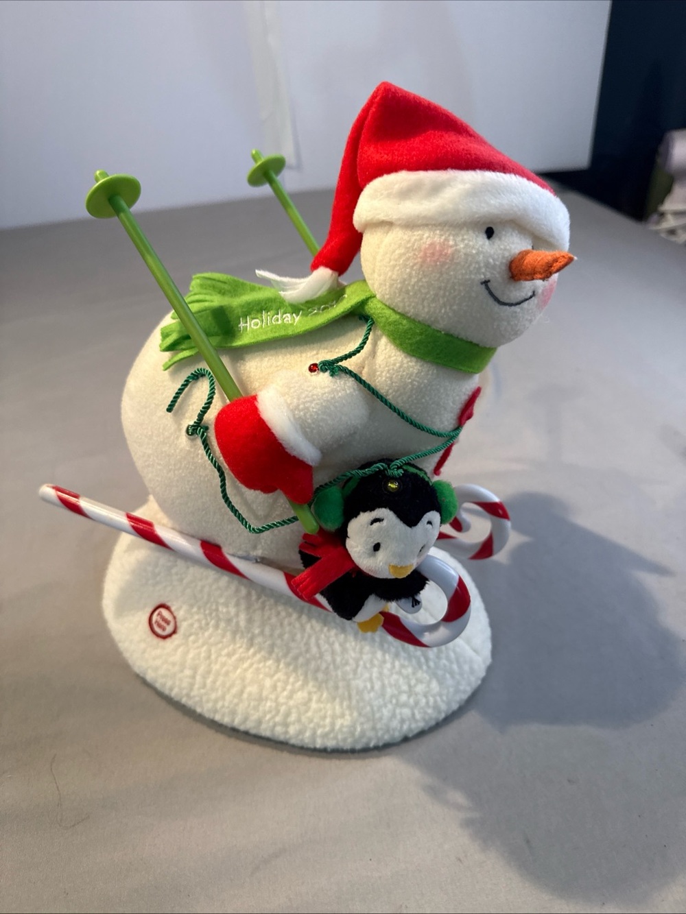 2012 Hallmark White Snowman with Red Hat & Green Scarf Plush Holiday Figure NWT